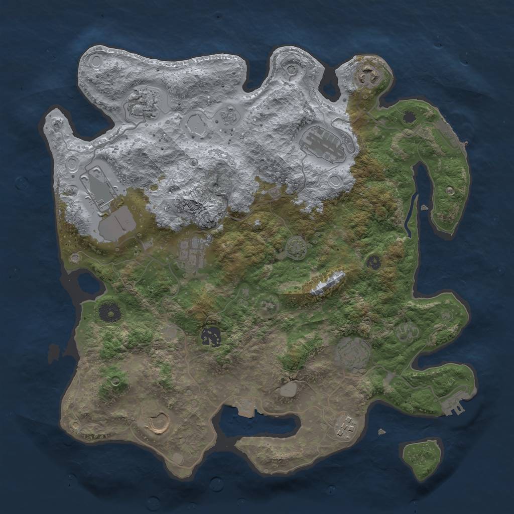 Rust Map: Procedural Map, Size: 3650, Seed: 12623966, 17 Monuments