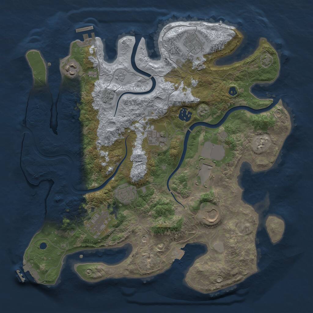Rust Map: Procedural Map, Size: 3600, Seed: 84176425, 15 Monuments