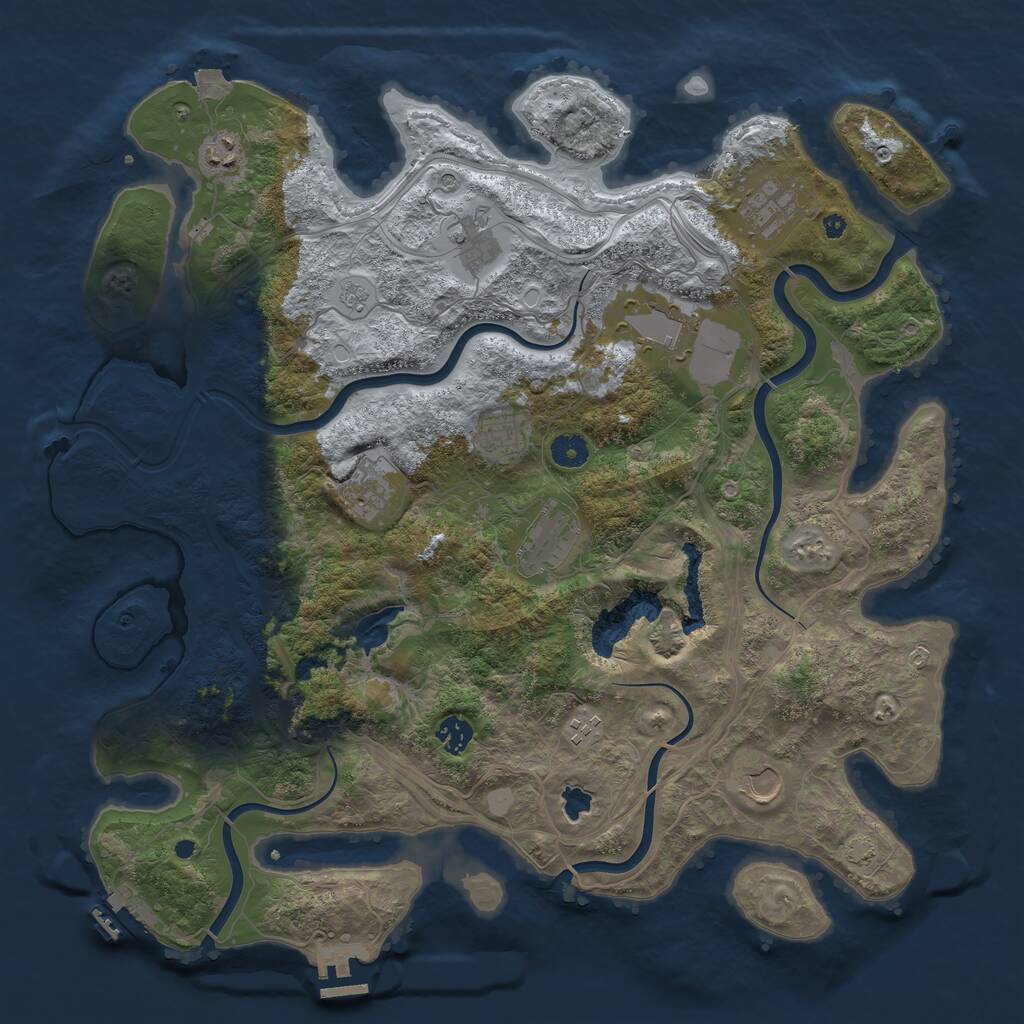 Rust Map: Procedural Map, Size: 4300, Seed: 62787714, 16 Monuments