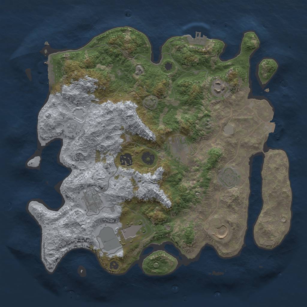 Rust Map: Procedural Map, Size: 3500, Seed: 987727527, 14 Monuments