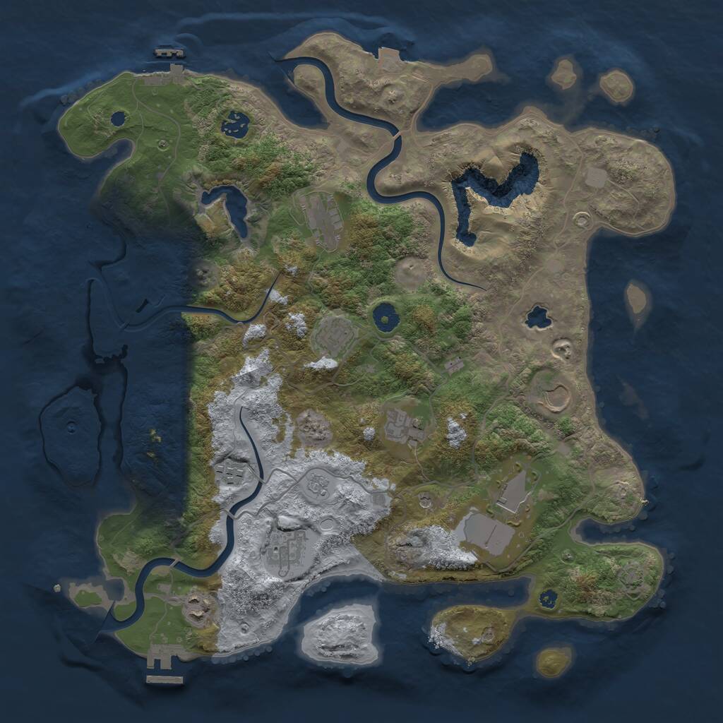 Rust Map: Procedural Map, Size: 4000, Seed: 991532410, 15 Monuments