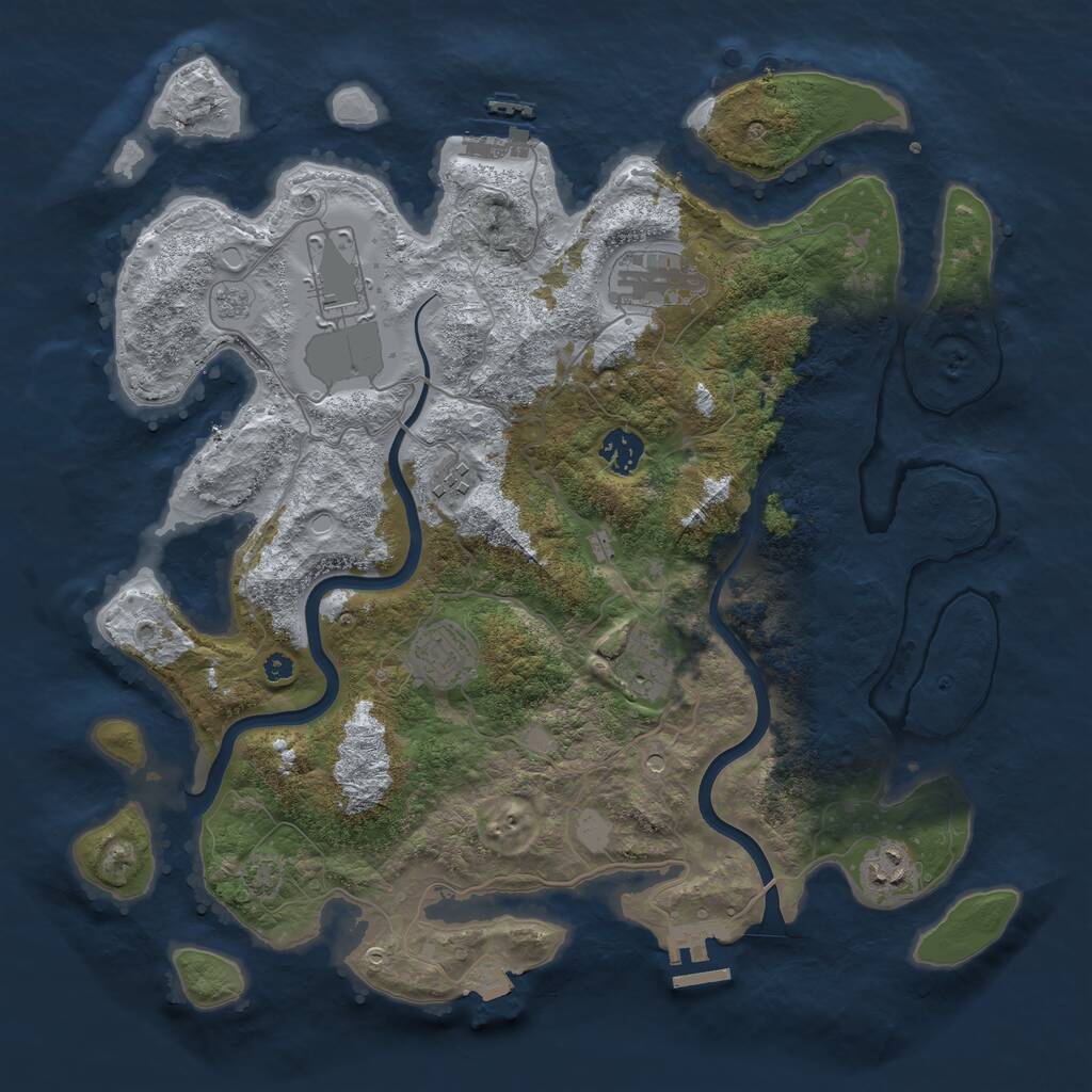 Rust Map: Procedural Map, Size: 3800, Seed: 44912103, 13 Monuments