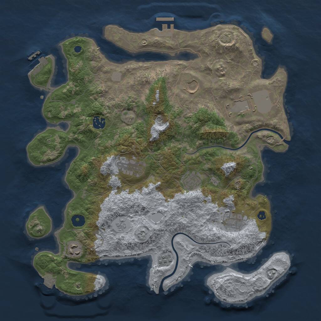 Rust Map: Procedural Map, Size: 3700, Seed: 3358263, 14 Monuments