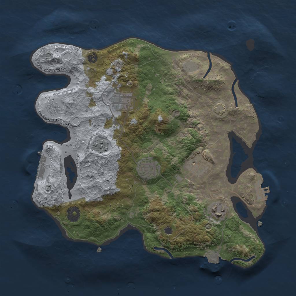 Rust Map: Procedural Map, Size: 3000, Seed: 1053306133, 12 Monuments