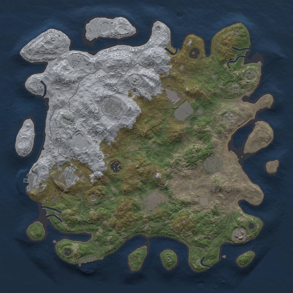 Rust Map: Procedural Map, Size: 4000, Seed: 831098798, 16 Monuments
