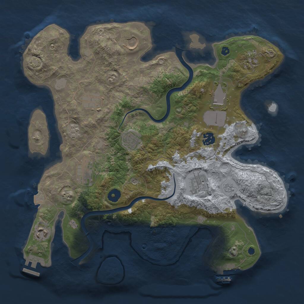 Rust Map: Procedural Map, Size: 3550, Seed: 37579133, 16 Monuments