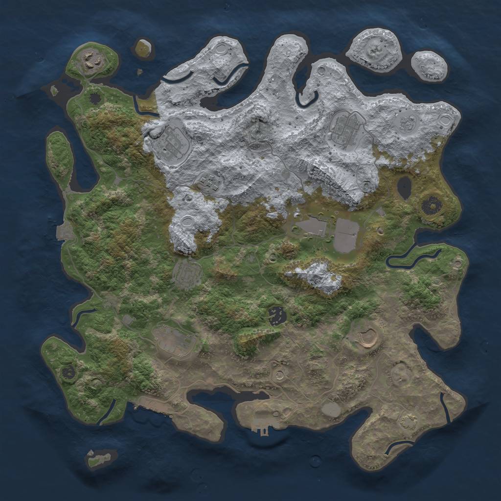 Rust Map: Procedural Map, Size: 3900, Seed: 77215492, 17 Monuments