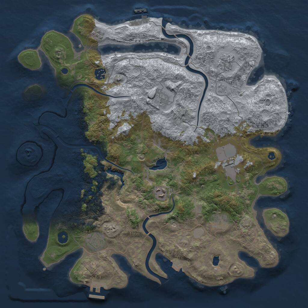 Rust Map: Procedural Map, Size: 4000, Seed: 62361077, 14 Monuments