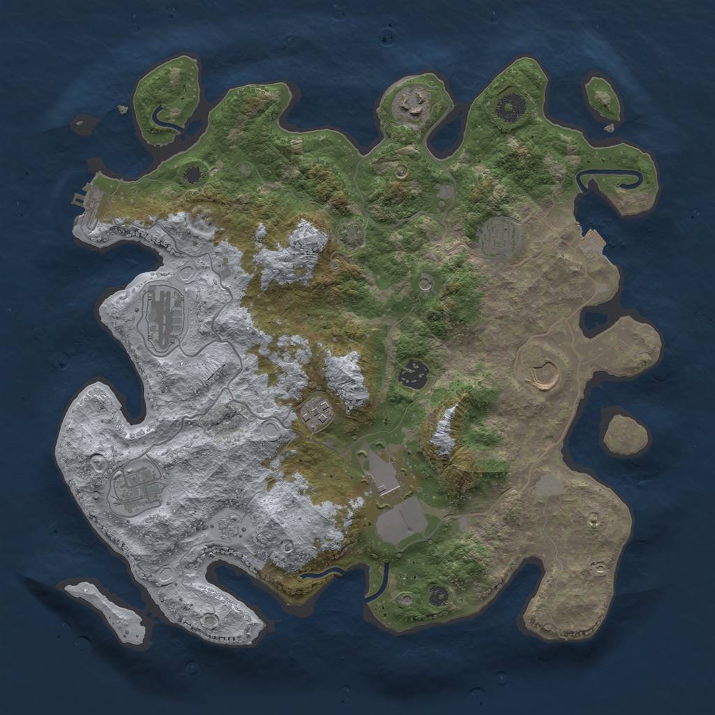 Rust Map: Procedural Map, Size: 3700, Seed: 68929991, 15 Monuments