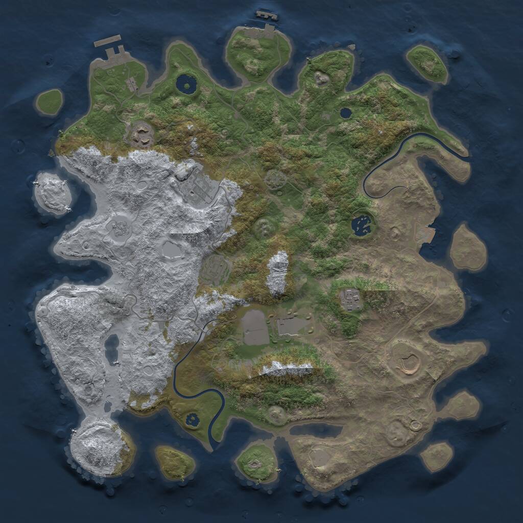 Rust Map: Procedural Map, Size: 3850, Seed: 396429, 12 Monuments