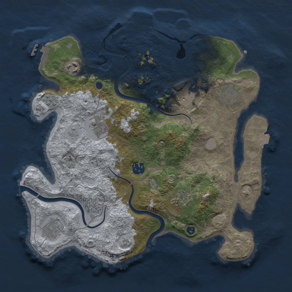 Rust Map: Procedural Map, Size: 3400, Seed: 43084601, 14 Monuments