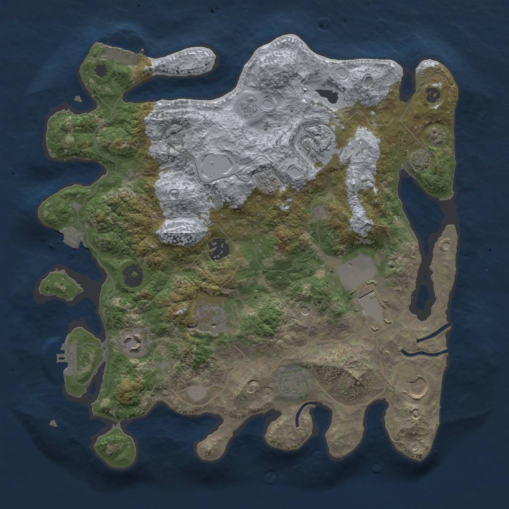 Rust Map: Procedural Map, Size: 3500, Seed: 1309404177, 16 Monuments