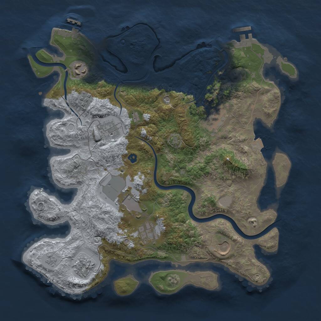 Rust Map: Procedural Map, Size: 3500, Seed: 107300800, 14 Monuments