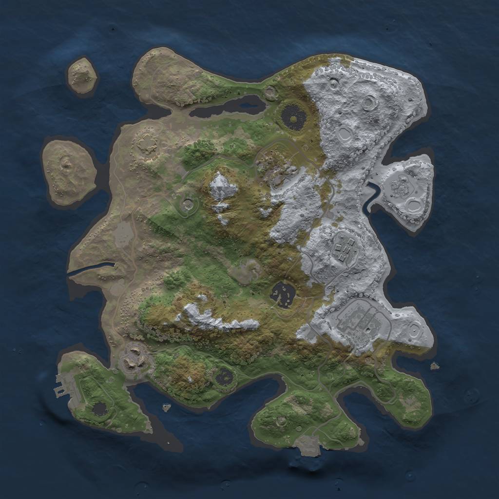 Rust Map: Procedural Map, Size: 3000, Seed: 276705374, 12 Monuments