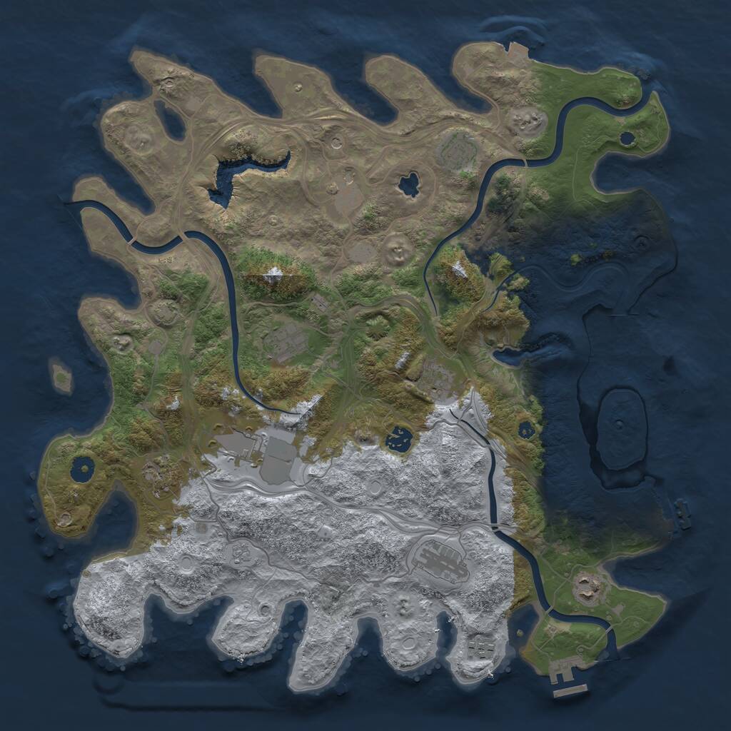 Rust Map: Procedural Map, Size: 4300, Seed: 64793255, 16 Monuments
