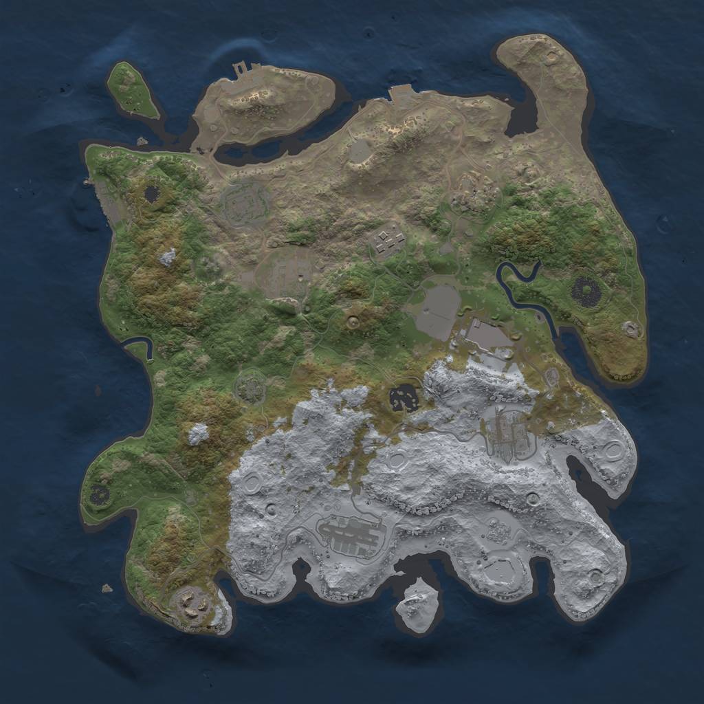 Rust Map: Procedural Map, Size: 3500, Seed: 1216412210, 16 Monuments