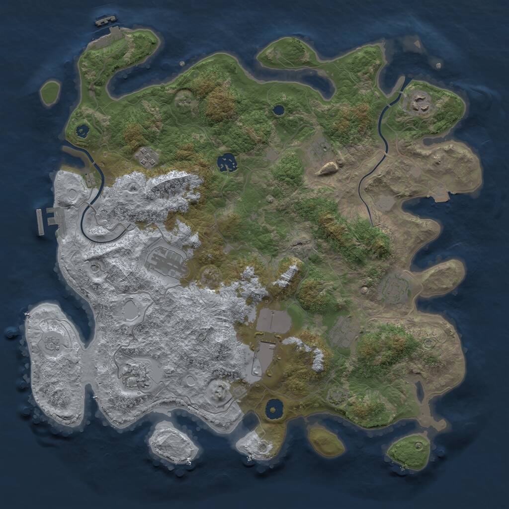 Rust Map: Procedural Map, Size: 3900, Seed: 72576850, 15 Monuments