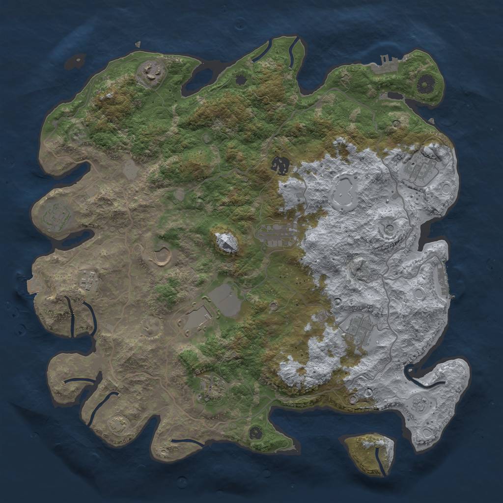 Rust Map: Procedural Map, Size: 4000, Seed: 23237278, 18 Monuments