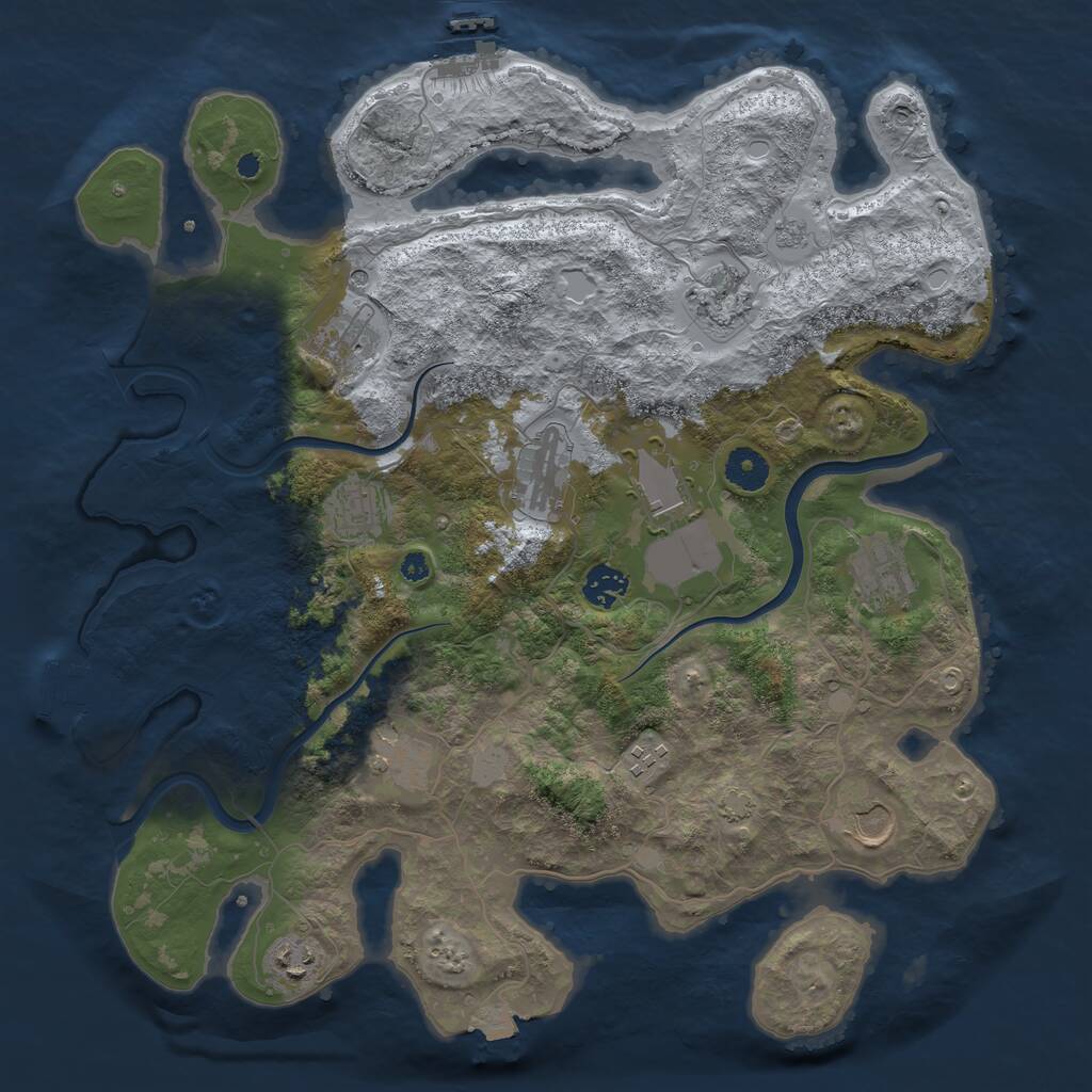 Rust Map: Procedural Map, Size: 3850, Seed: 53007610, 17 Monuments