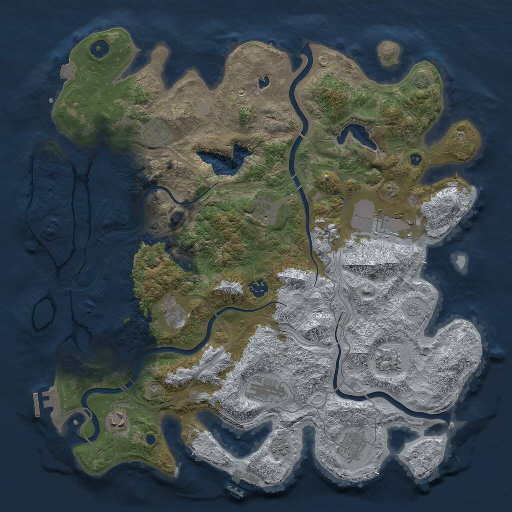 Rust Map: Procedural Map, Size: 4250, Seed: 812148011, 16 Monuments