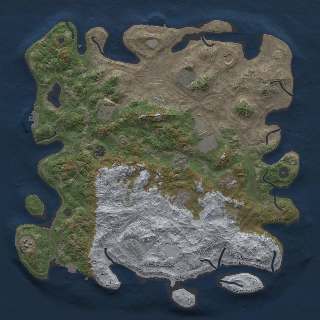 Rust Map: Procedural Map, Size: 4400, Seed: 95538998, 18 Monuments