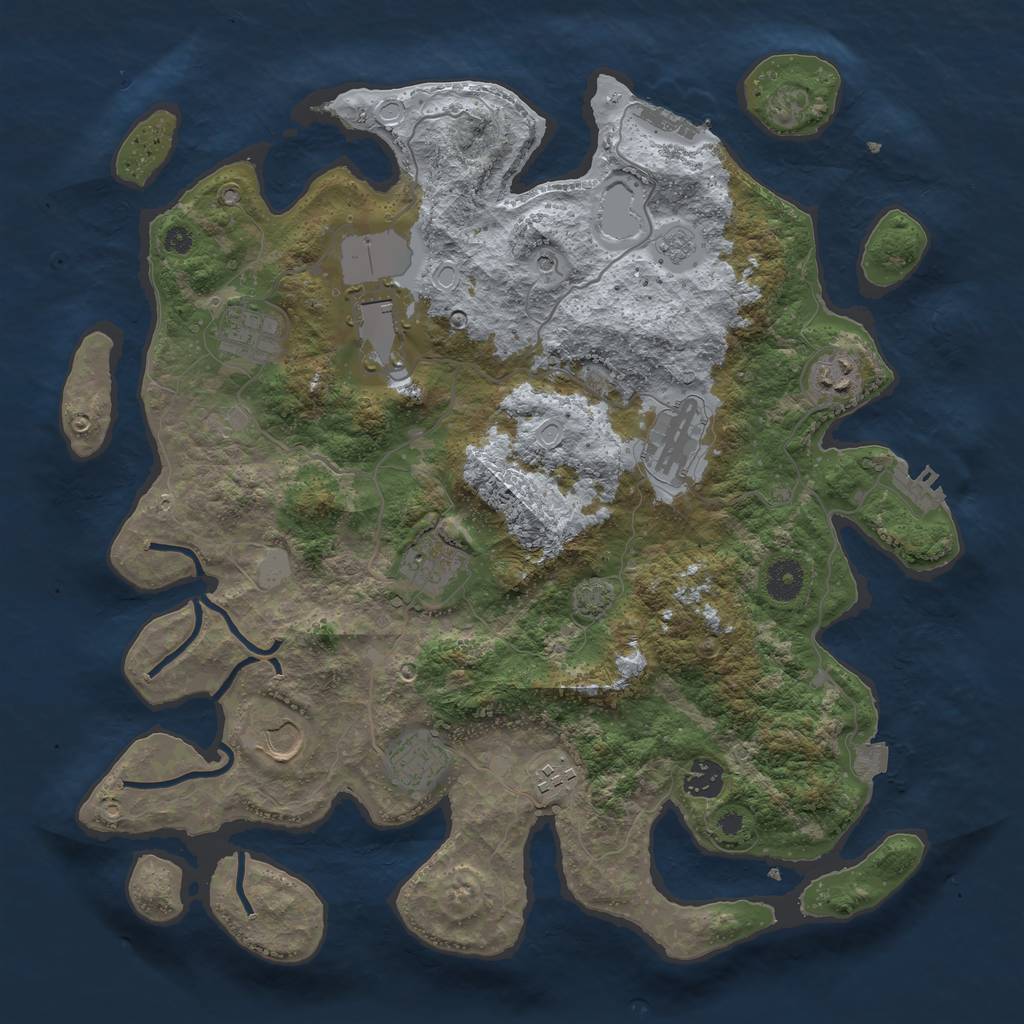Rust Map: Procedural Map, Size: 3850, Seed: 60233425, 17 Monuments