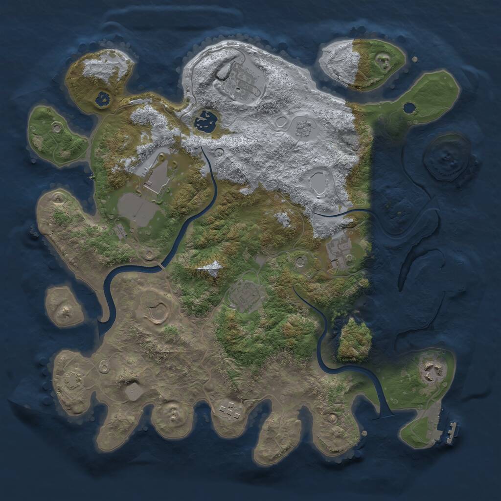 Rust Map: Procedural Map, Size: 3500, Seed: 25228837, 14 Monuments