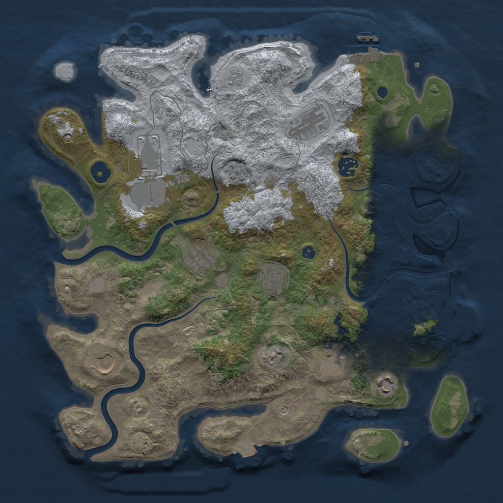 Rust Map: Procedural Map, Size: 3750, Seed: 894902519, 15 Monuments
