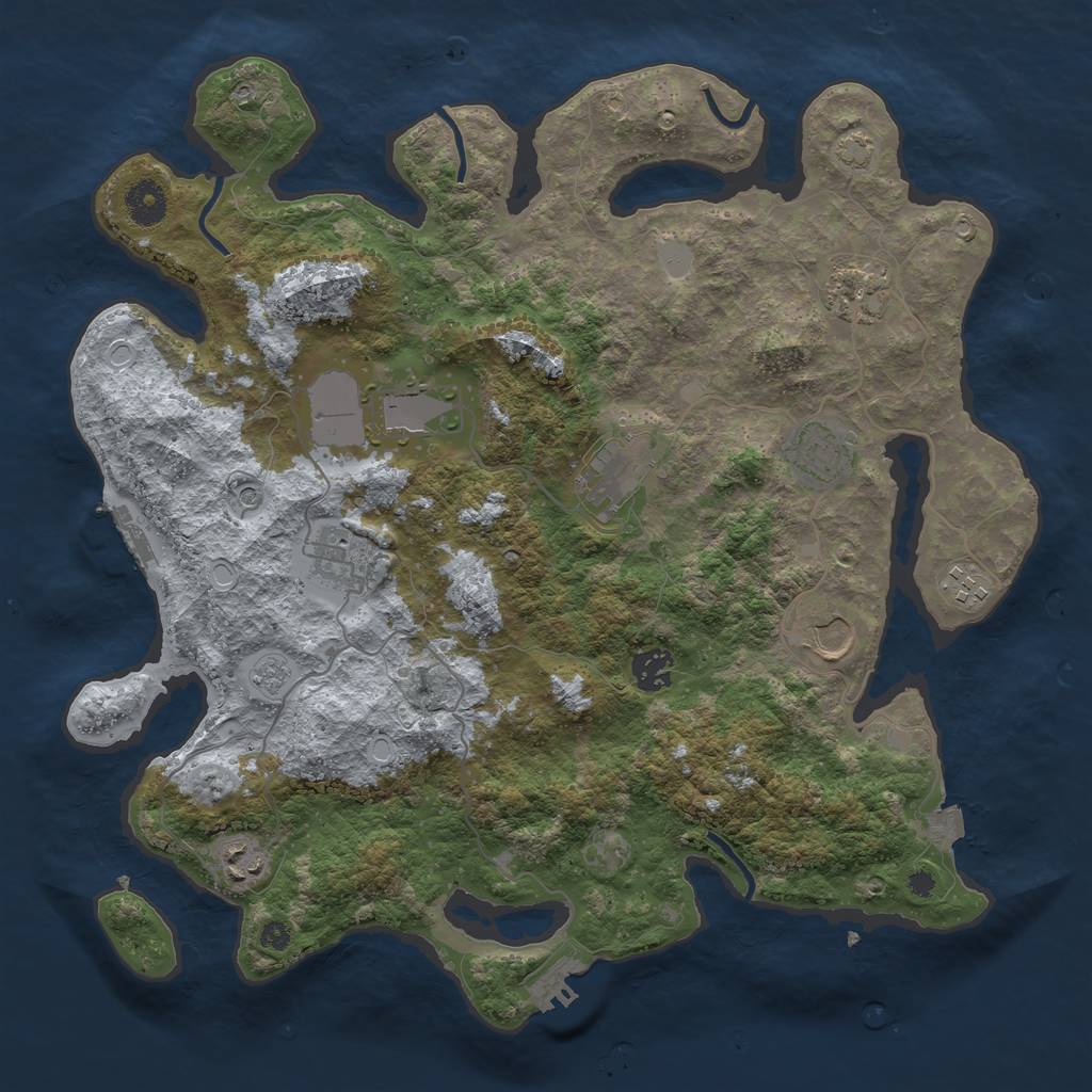 Rust Map: Procedural Map, Size: 3800, Seed: 37573561, 17 Monuments