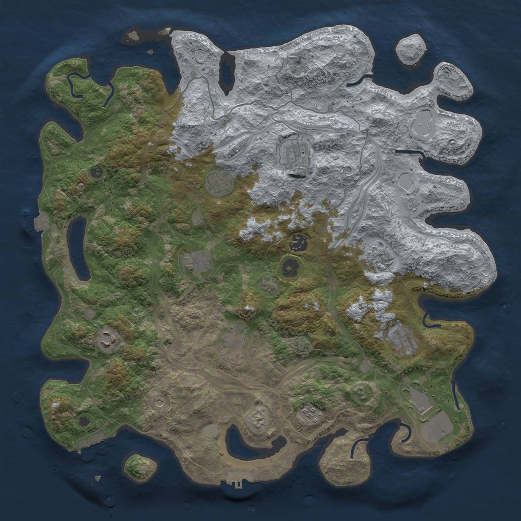 Rust Map: Procedural Map, Size: 4300, Seed: 36149898, 18 Monuments