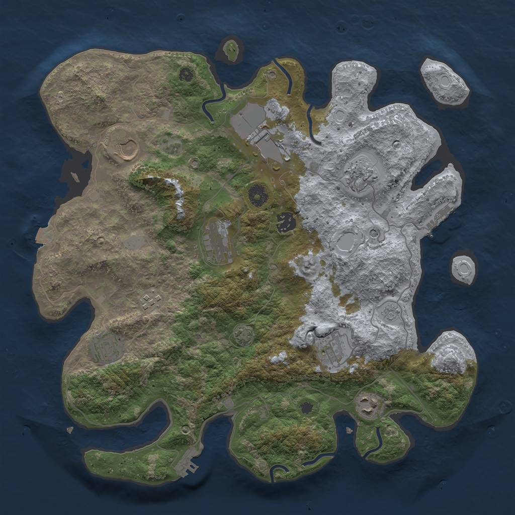 Rust Map: Procedural Map, Size: 3750, Seed: 68332903, 17 Monuments
