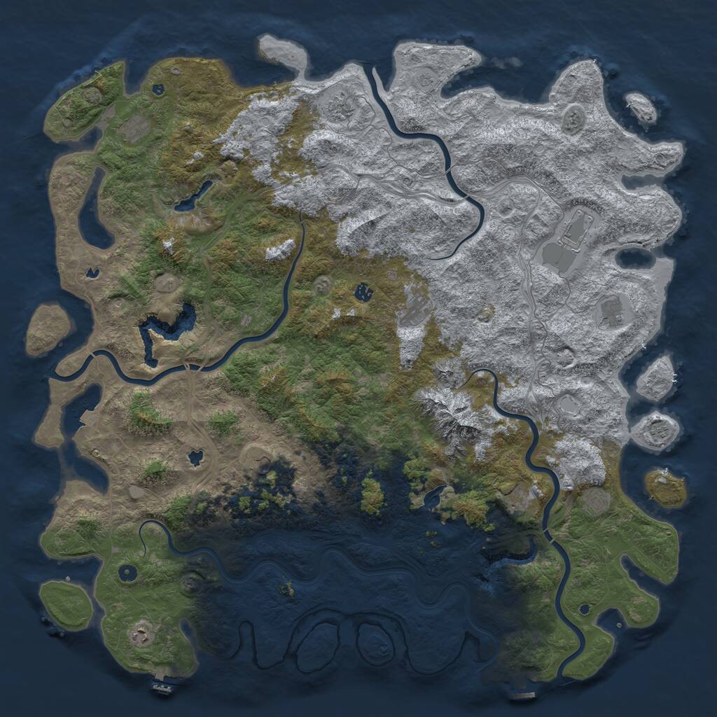 Rust Map: Procedural Map, Size: 6000, Seed: 132884, 17 Monuments