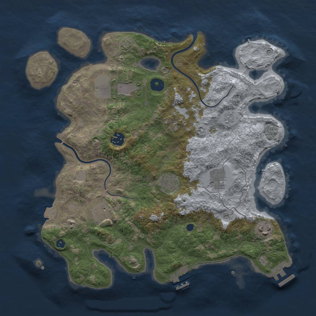 Rust Map: Procedural Map, Size: 3500, Seed: 947805266, 14 Monuments