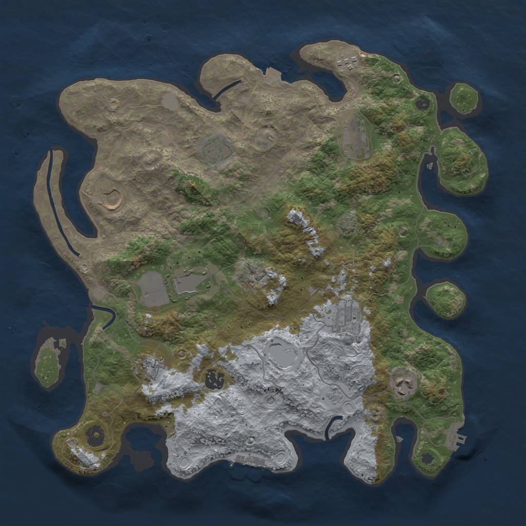 Rust Map: Procedural Map, Size: 3900, Seed: 19713692, 17 Monuments