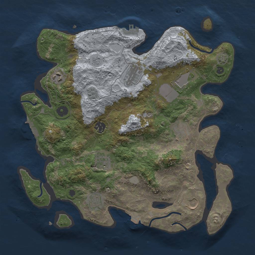 Rust Map: Procedural Map, Size: 3500, Seed: 37952887, 17 Monuments