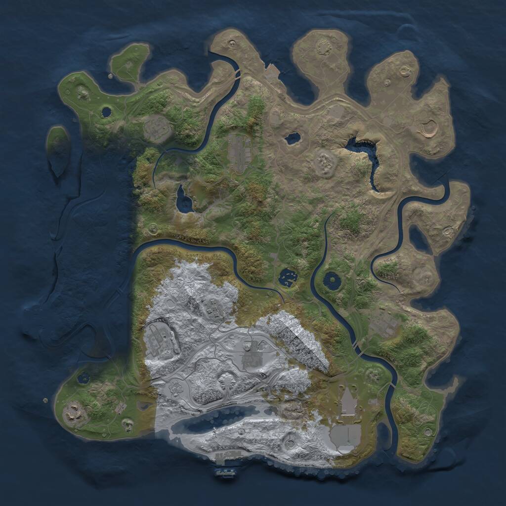 Rust Map: Procedural Map, Size: 4250, Seed: 44654684, 16 Monuments