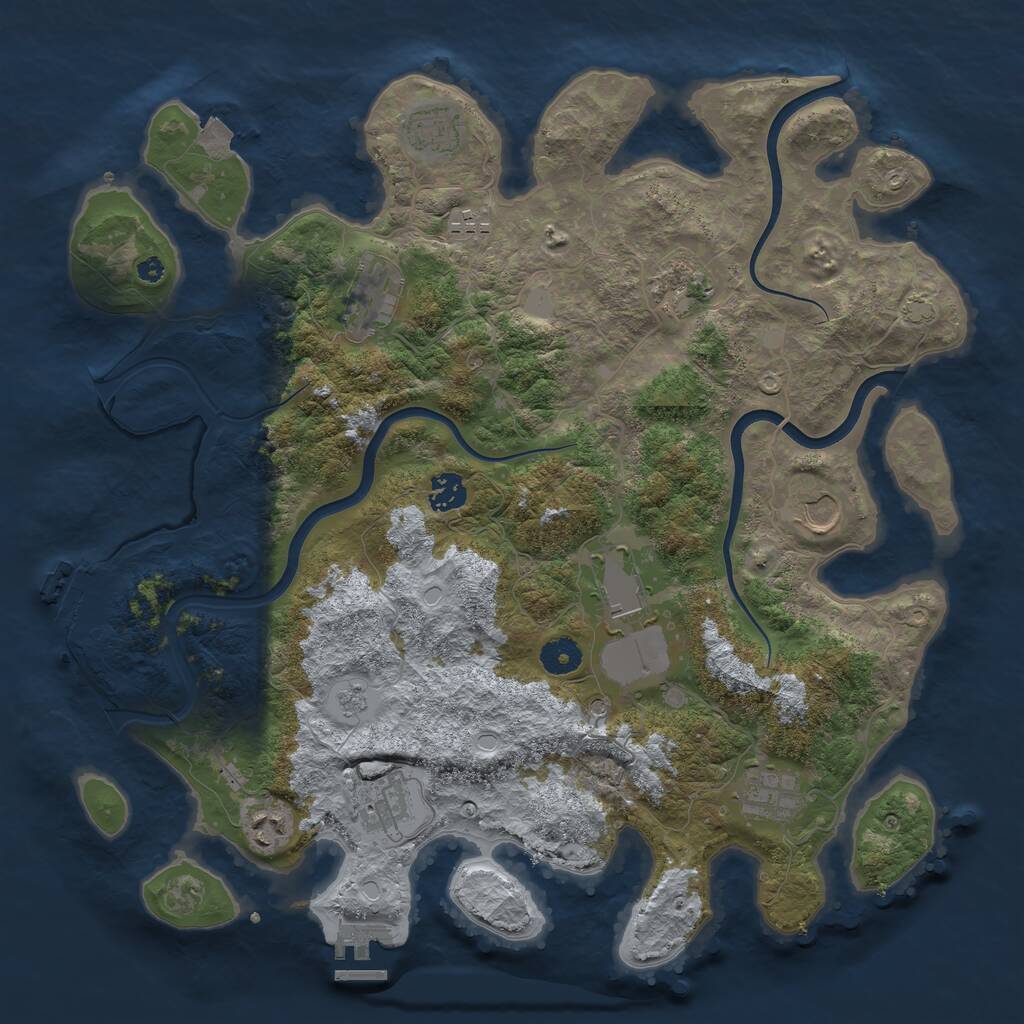 Rust Map: Procedural Map, Size: 3950, Seed: 71471321, 16 Monuments