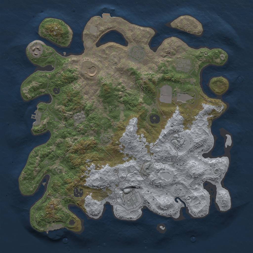 Rust Map: Procedural Map, Size: 3750, Seed: 829664785, 17 Monuments
