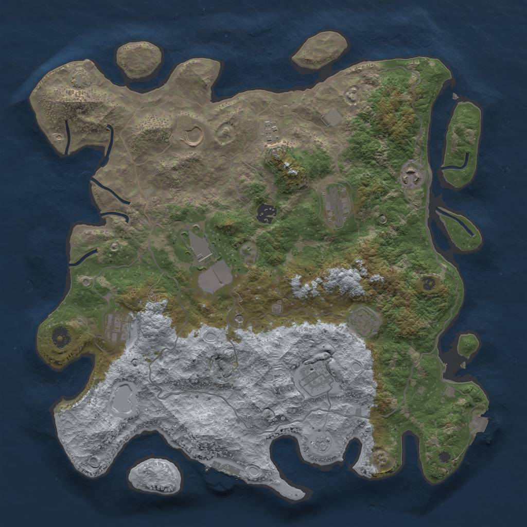 Rust Map: Procedural Map, Size: 4000, Seed: 446684851, 16 Monuments