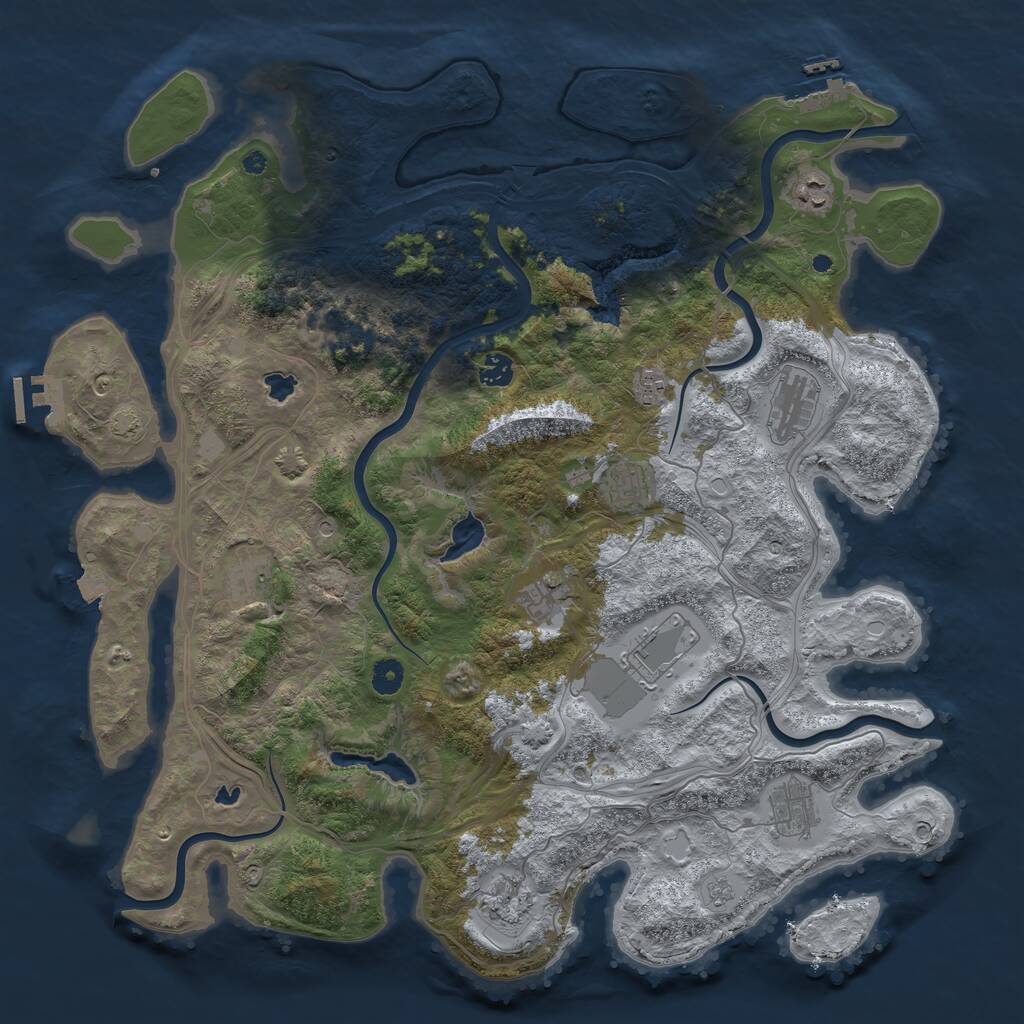 Rust Map: Procedural Map, Size: 4500, Seed: 2023080511, 16 Monuments