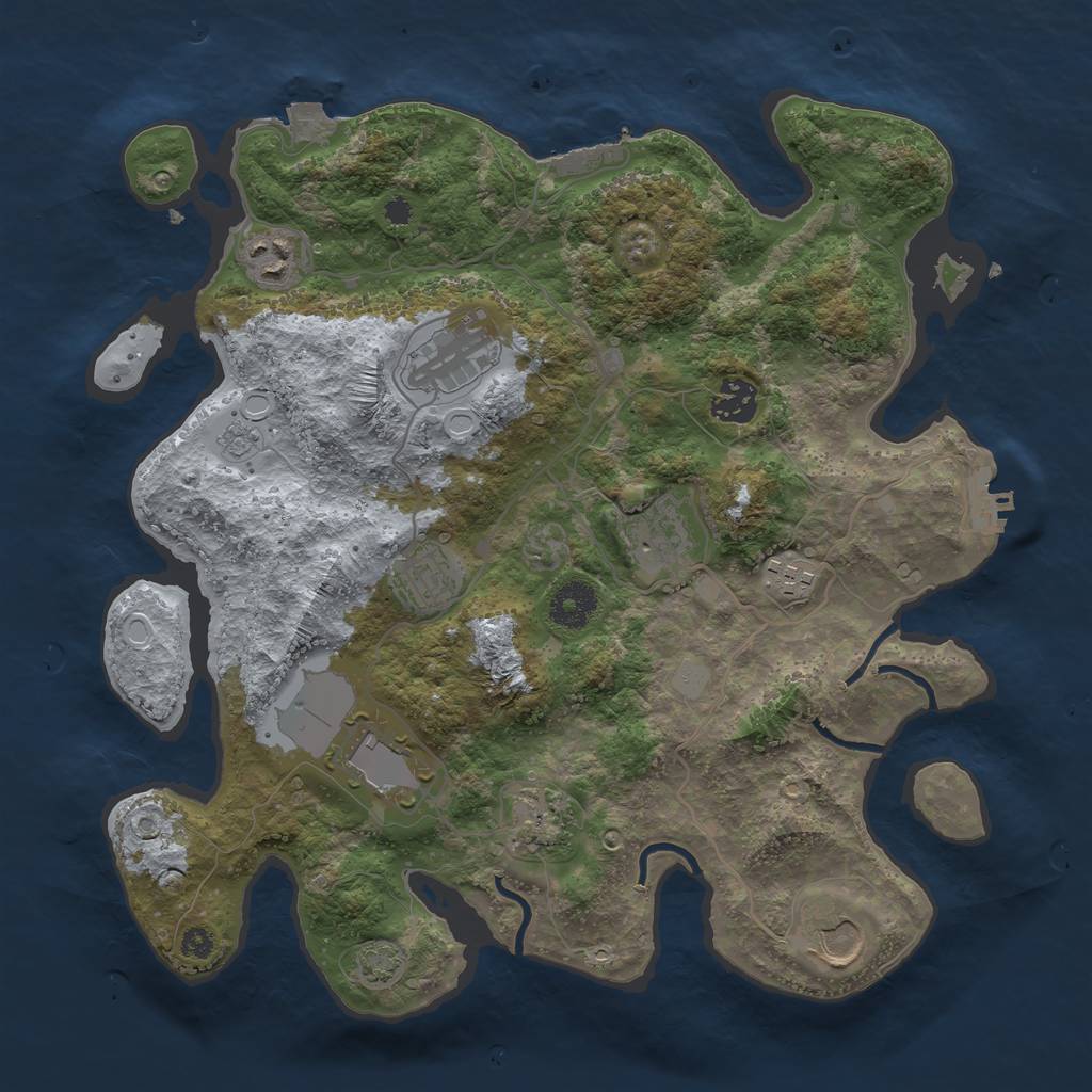Rust Map: Procedural Map, Size: 3500, Seed: 1072169230, 16 Monuments