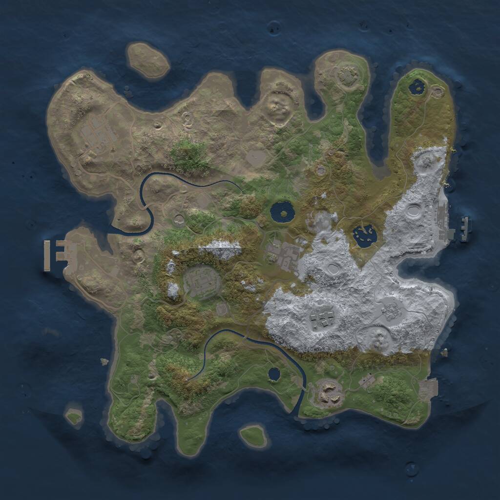 Rust Map: Procedural Map, Size: 3250, Seed: 1462212916, 12 Monuments