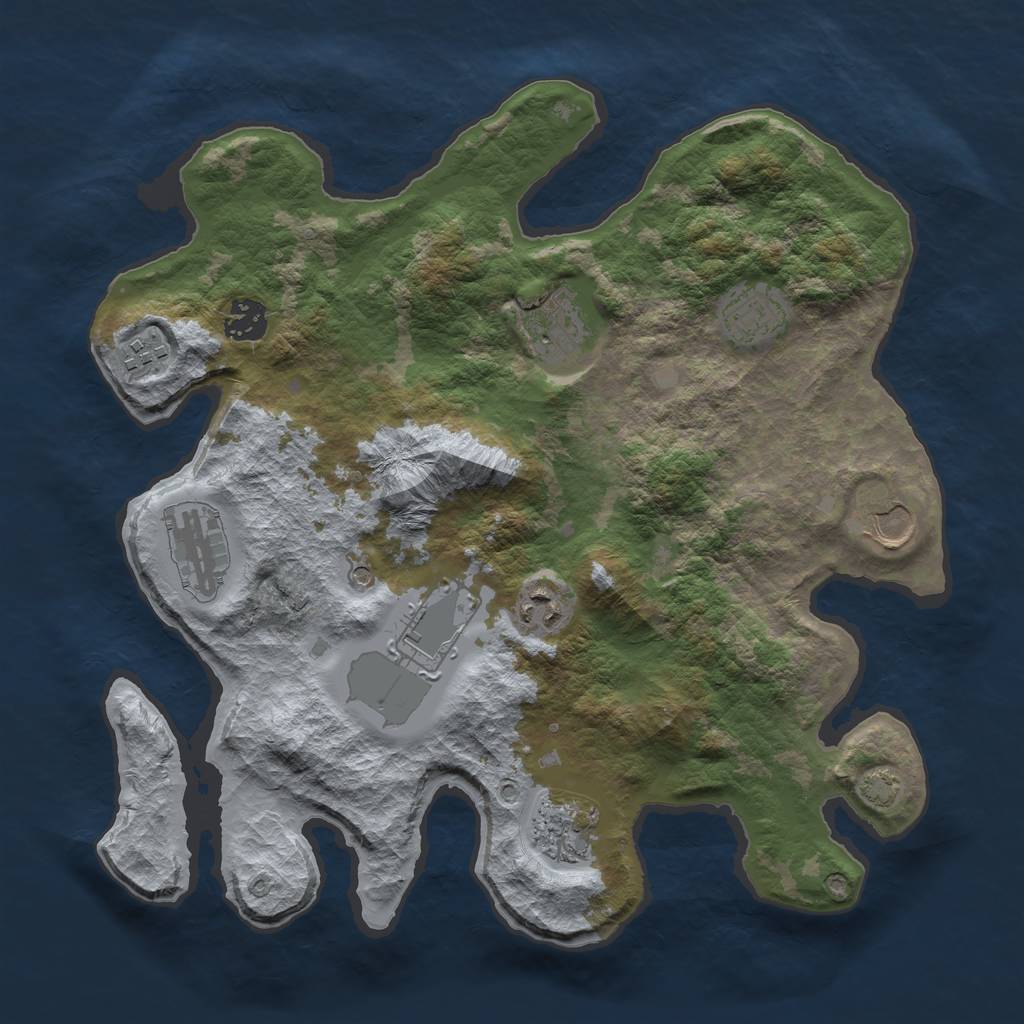 Rust Map: Barren, Size: 3500, Seed: 97846933, 13 Monuments
