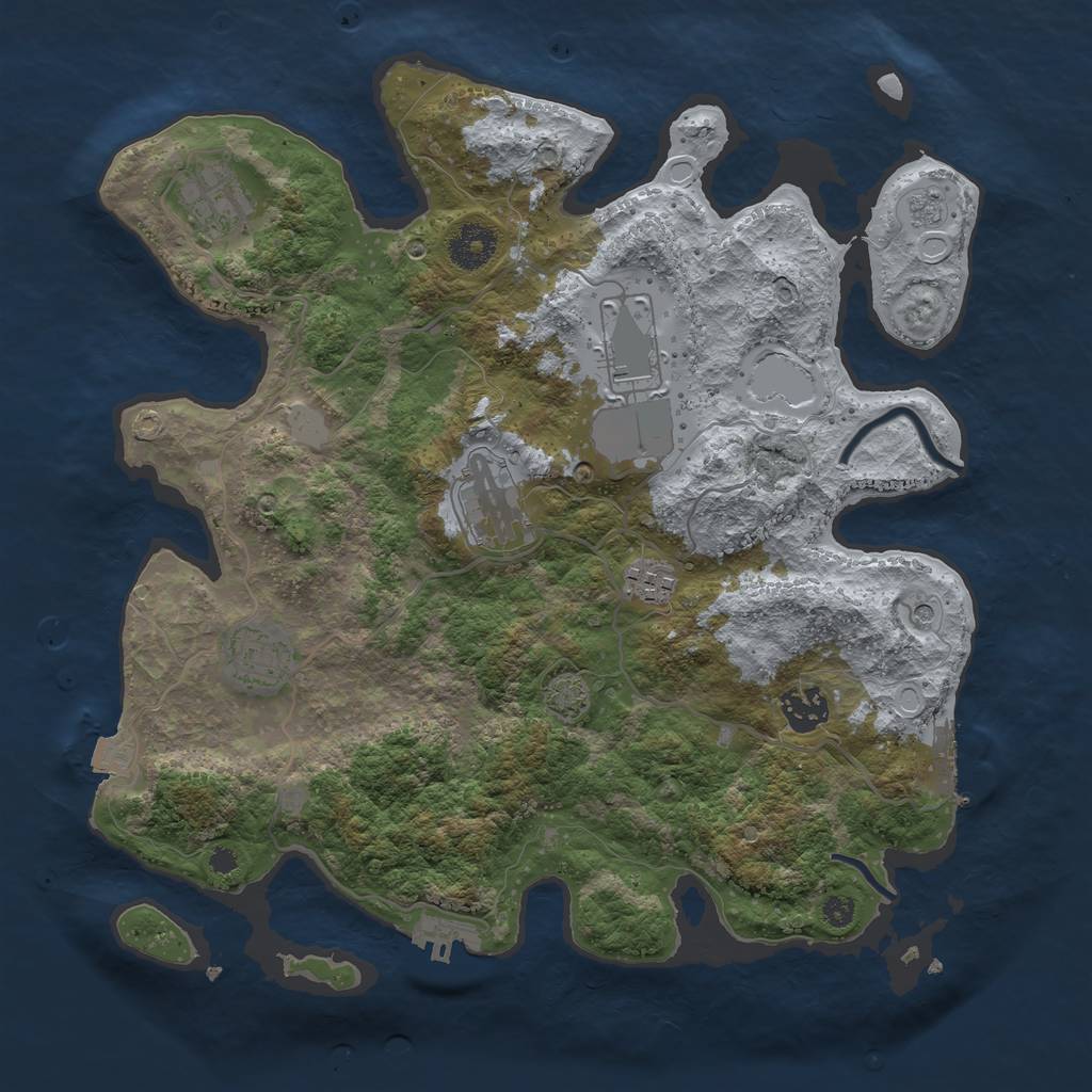 Rust Map: Procedural Map, Size: 3500, Seed: 866108995, 14 Monuments
