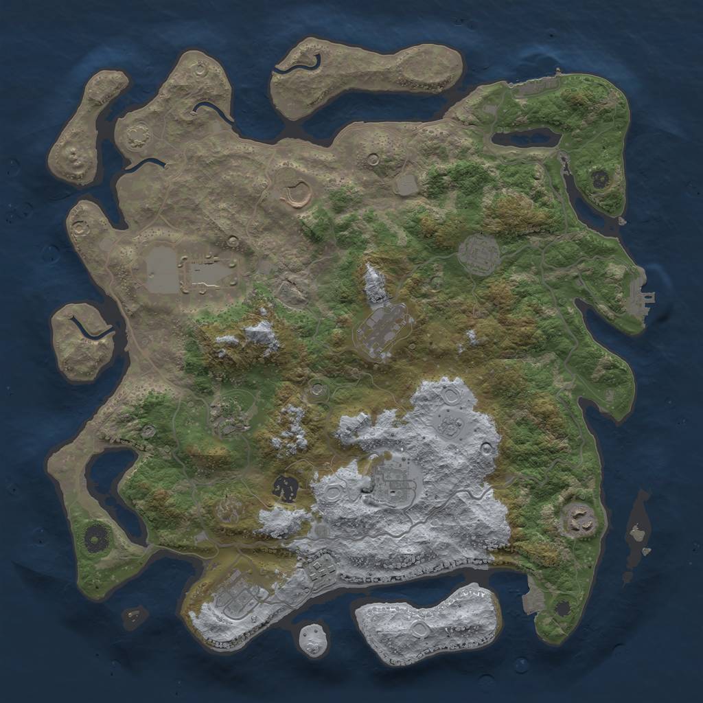 Rust Map: Procedural Map, Size: 4000, Seed: 32496, 18 Monuments