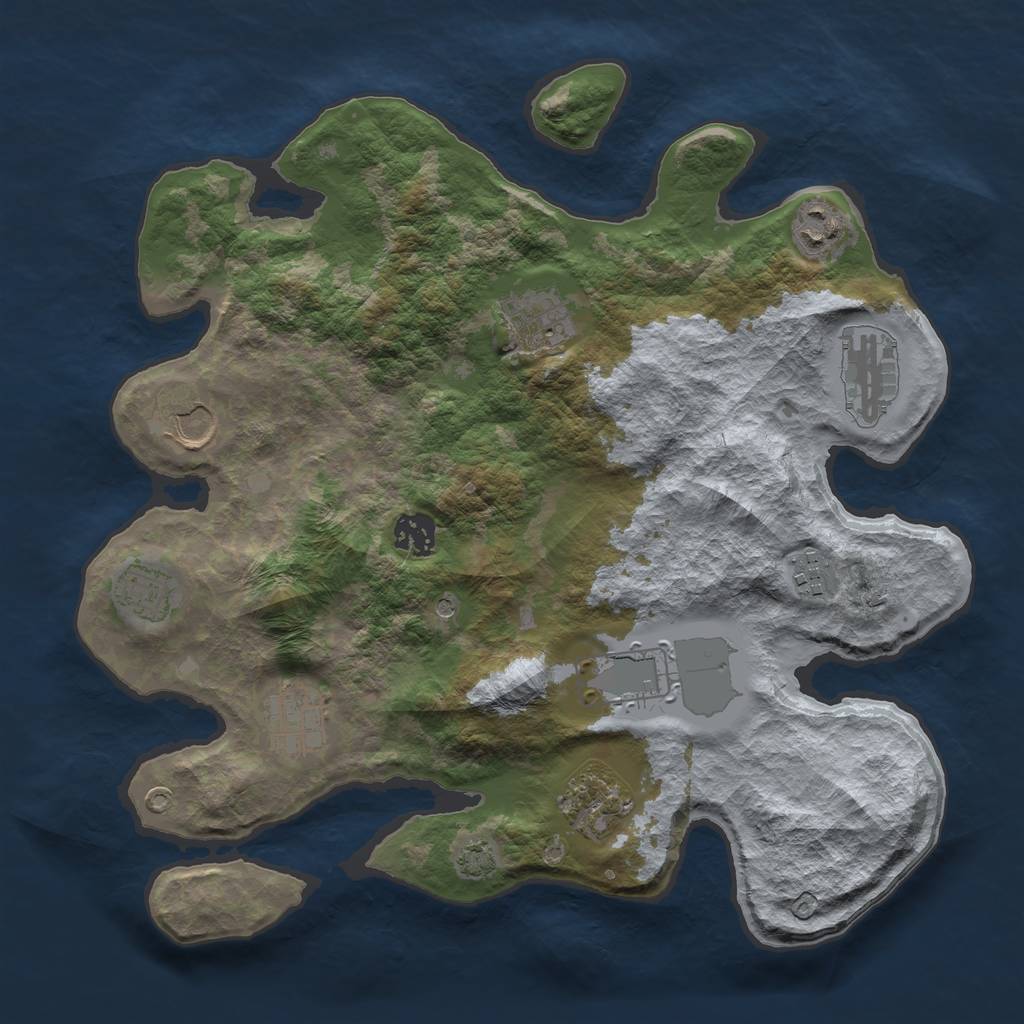Rust Map: Barren, Size: 3500, Seed: 1564564324, 14 Monuments