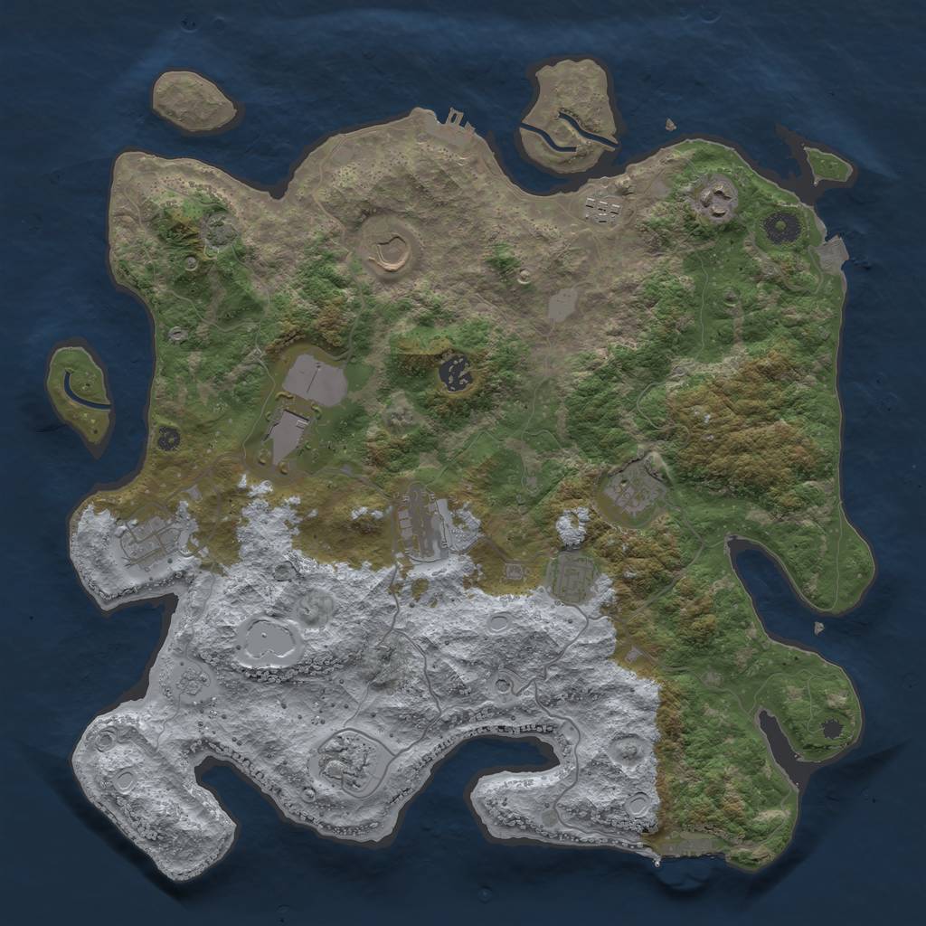 Rust Map: Procedural Map, Size: 3997, Seed: 2147483647, 18 Monuments