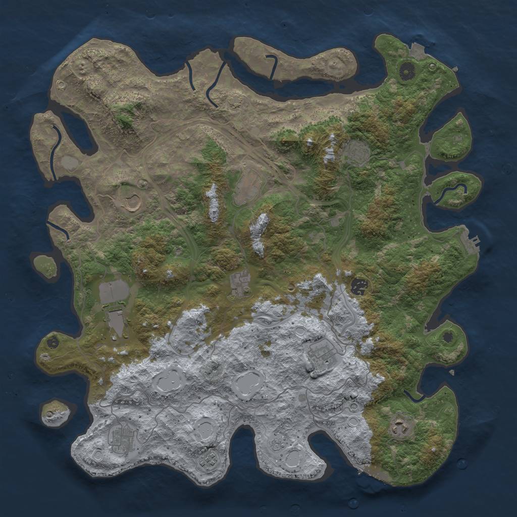 Rust Map: Procedural Map, Size: 4500, Seed: 83645129, 18 Monuments