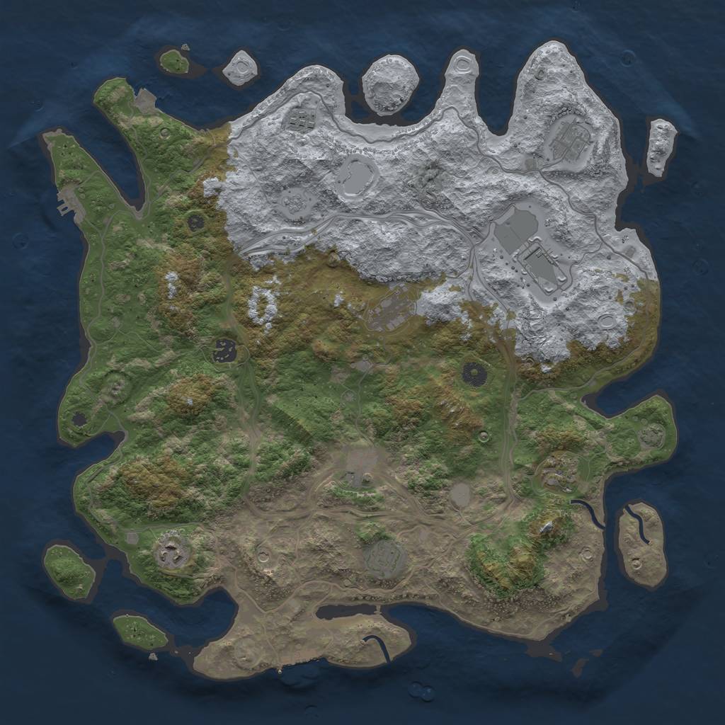 Rust Map: Procedural Map, Size: 4400, Seed: 55658151, 17 Monuments
