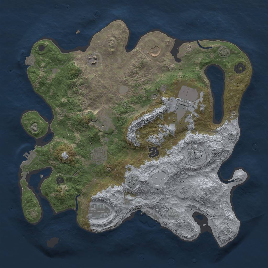 Rust Map: Procedural Map, Size: 3650, Seed: 51526609, 17 Monuments